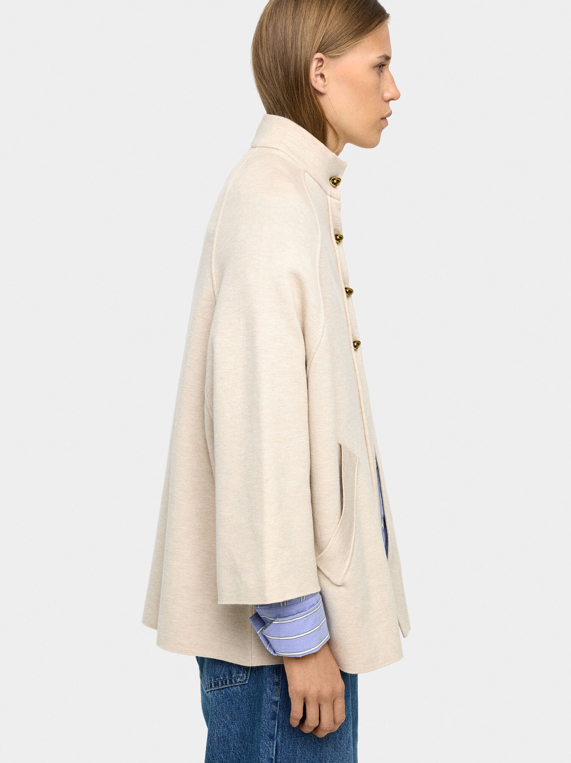 Knit poncho with high neck image number 1.0