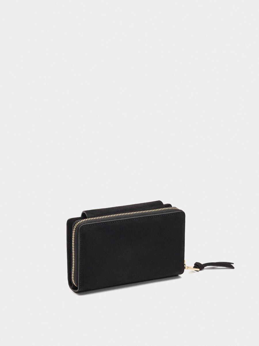 Wallet with suede effect