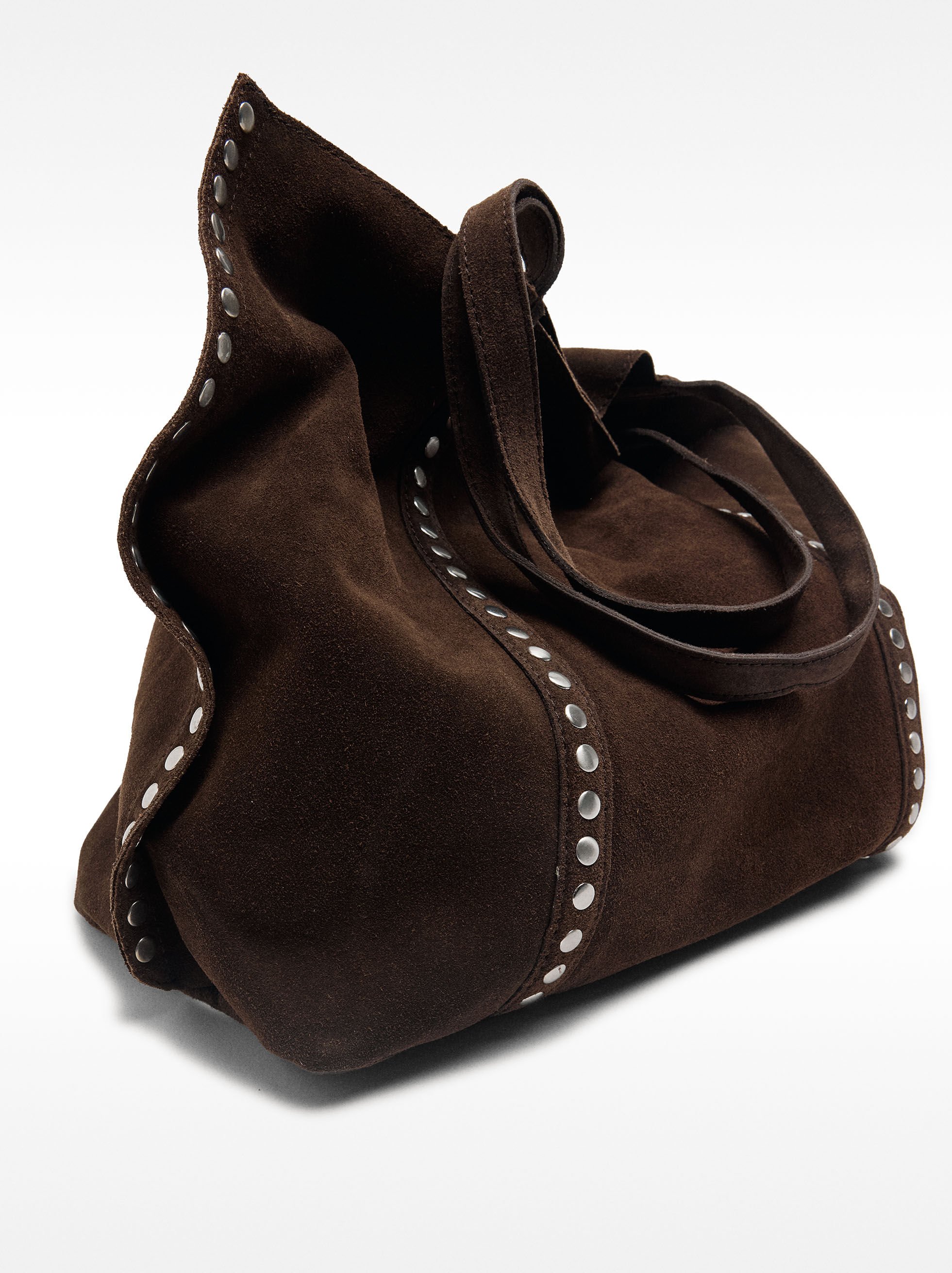 Leather shopper bag with studs Brown | Parfois