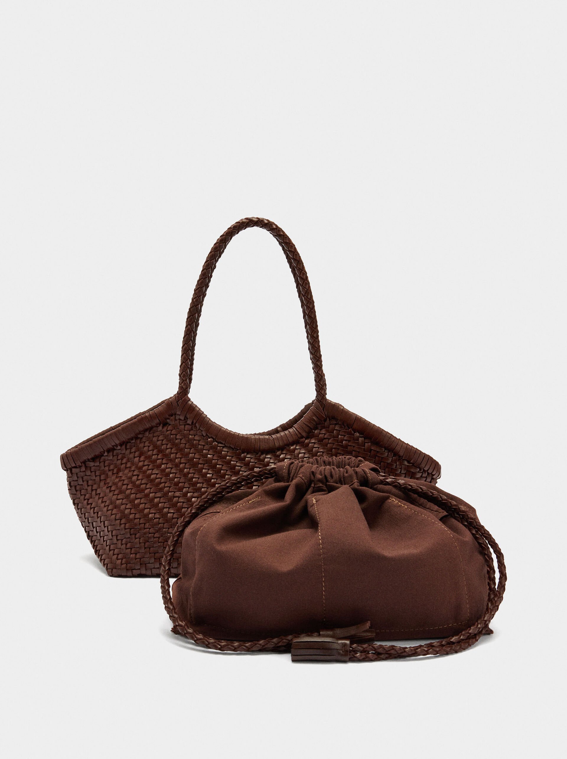 Tote bag with braided leather image number 2.0