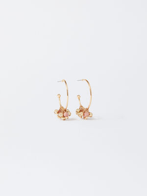 Golden Hoop Earrings With Stones image number 0.0