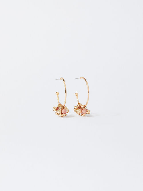 Golden Hoop Earrings With Stones