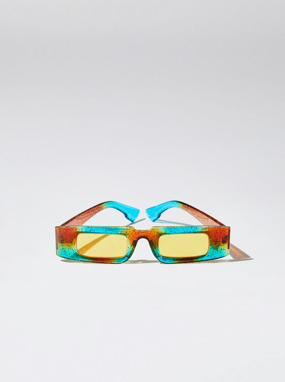 Sonnenbrille Mit Viereckigem Gestell, Mehrfarbig, hi-res