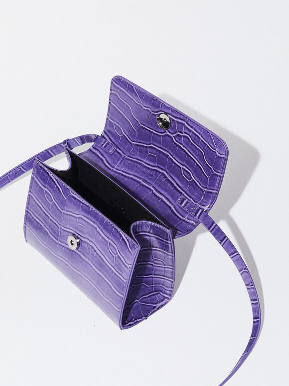 Animal Embossed Party Handbag, Purple, hi-res