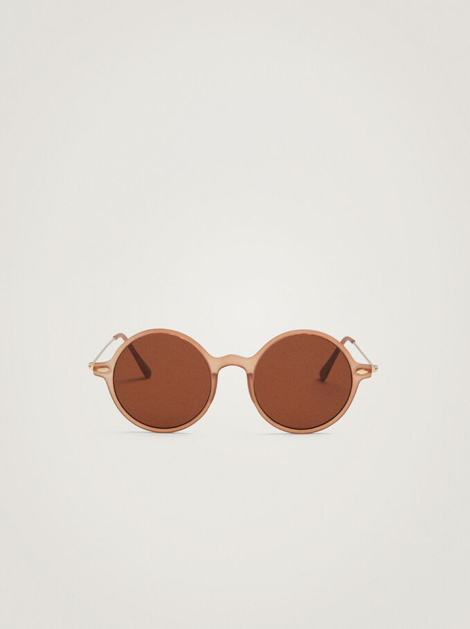 Round Tortoiseshell Sunglasses, Pink, hi-res