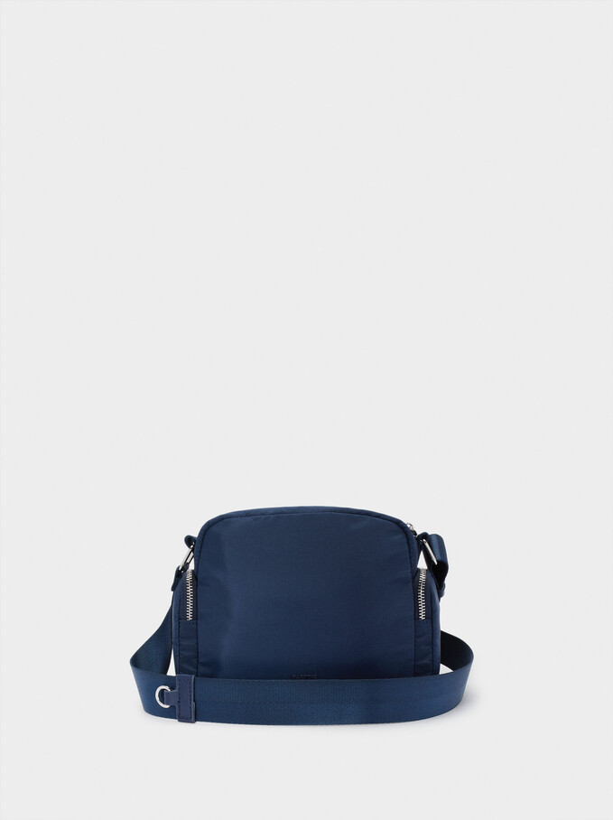 Nylon Crossbody Bag With Outer Pockets, Navy, hi-res