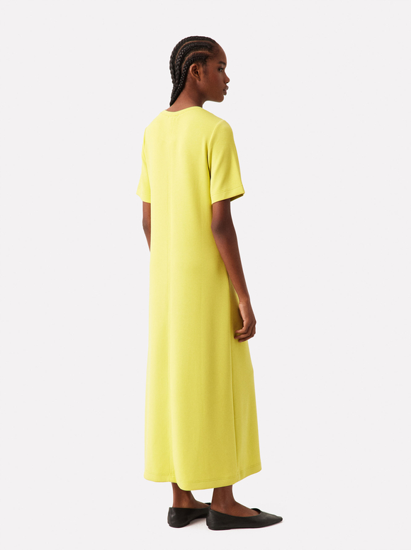 Flowy Dress With Short Sleeves , Yellow, hi-res