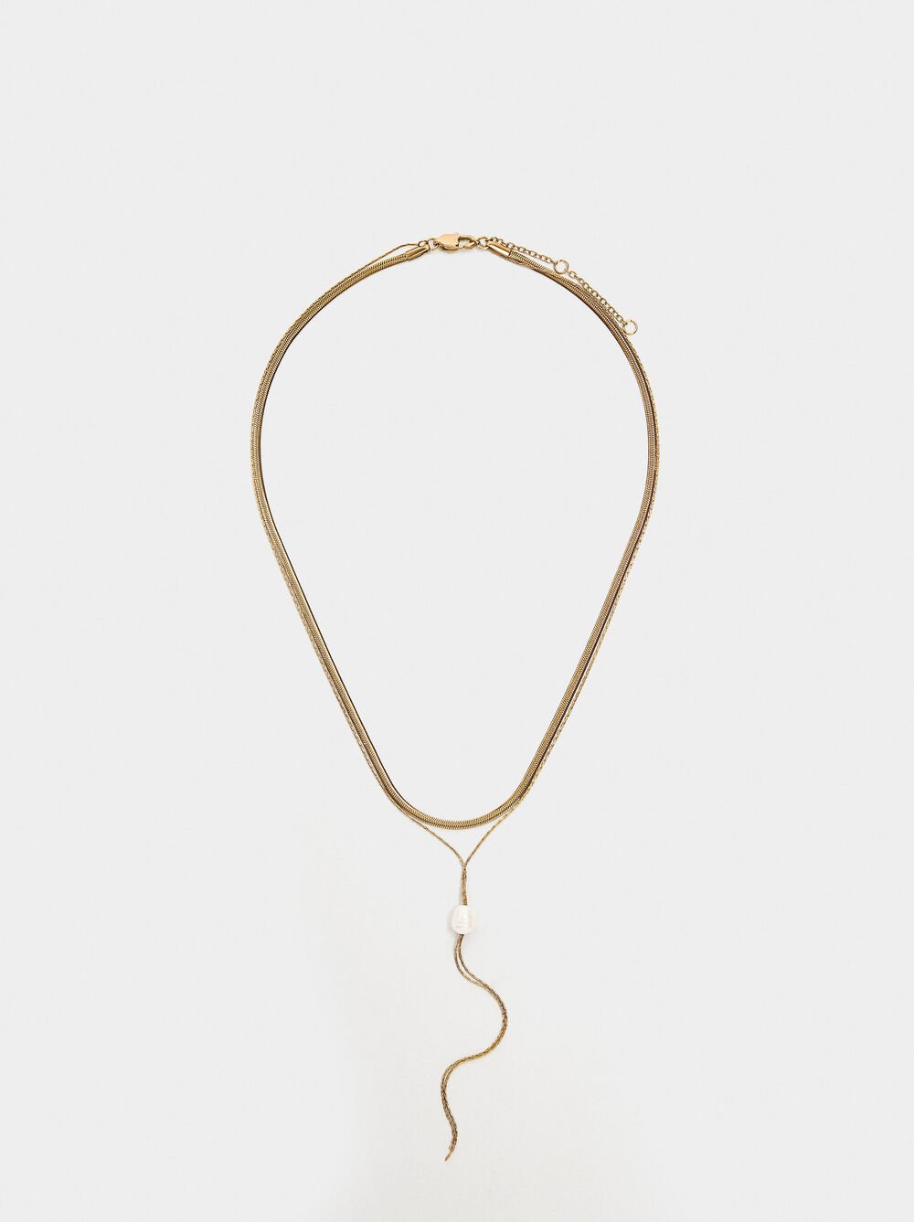 Necklace with freshwater pearl - stainless steel