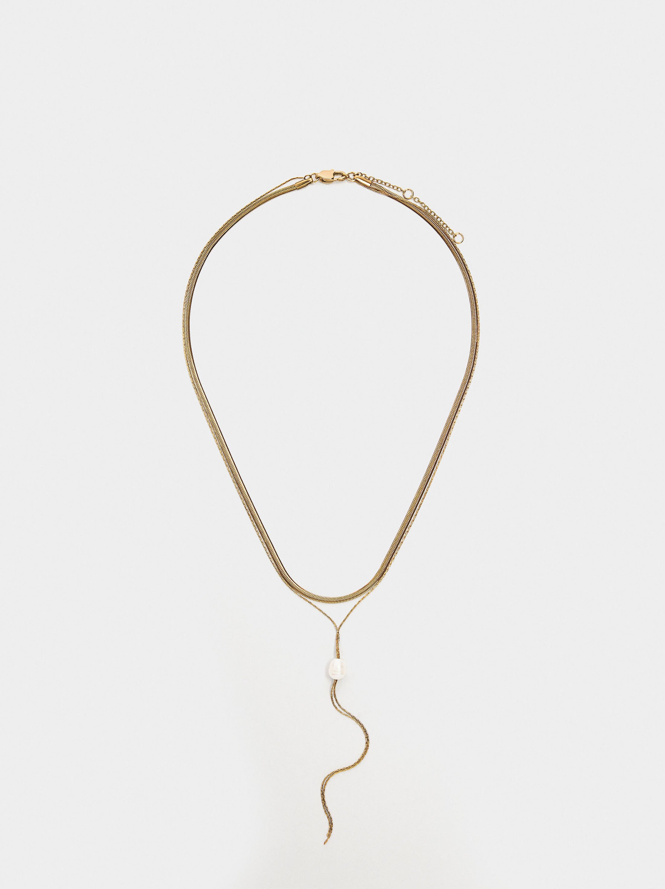 Collar amb perla d’aigua dolça – acer inoxidable image number 0.0