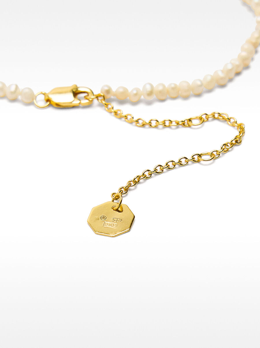 Freshwater pearl bracelet with medal - 925 sterling silver