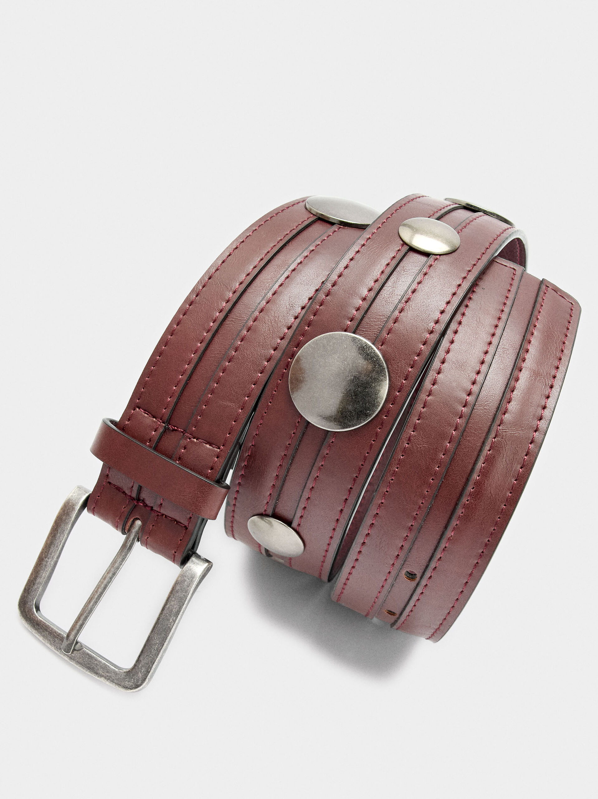 Belt with studs and topstitching image number 1.0