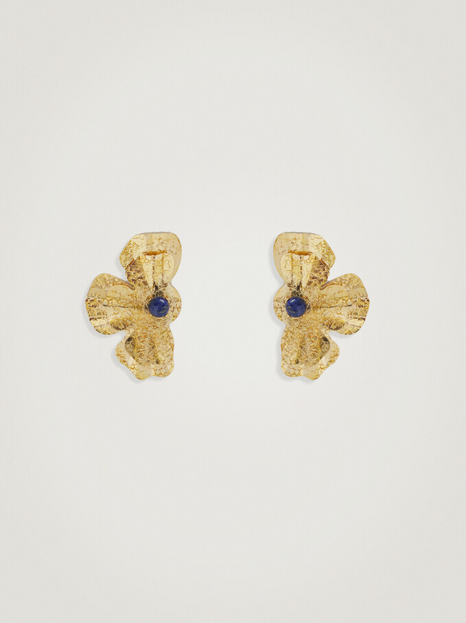 Earrings With Semiprecious Stone, Blue, hi-res