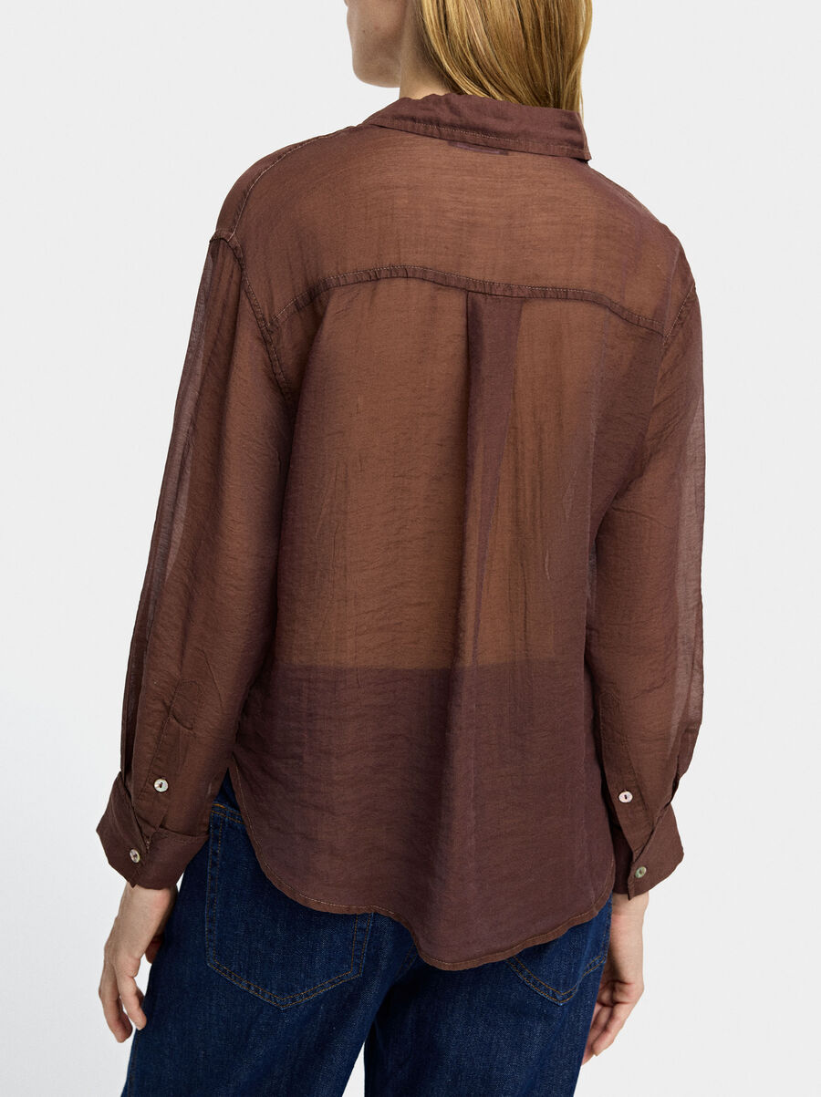 Camisa semitransparente de manga larga