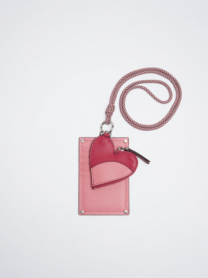 Card Holder With Heart, Pink, hi-res