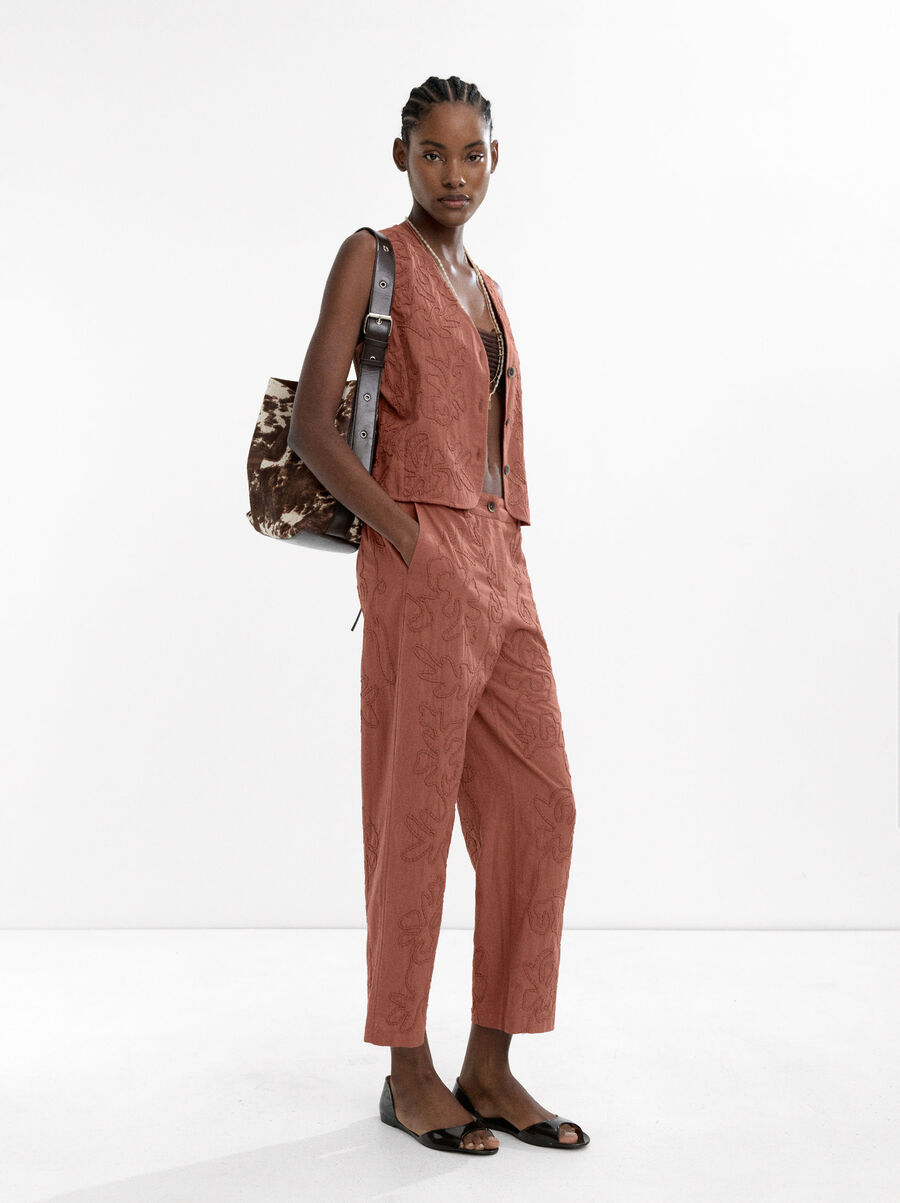 100% cotton embroidered trousers