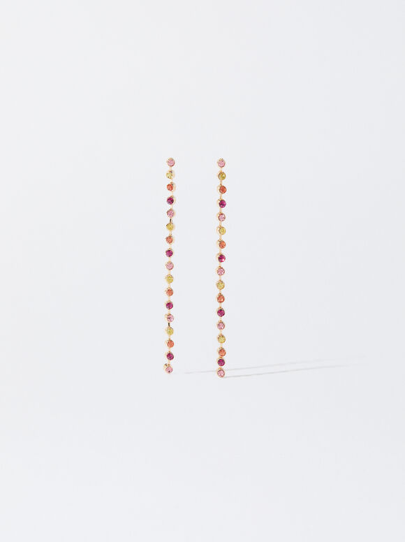 Earrings With Crystals, Multicolor, hi-res
