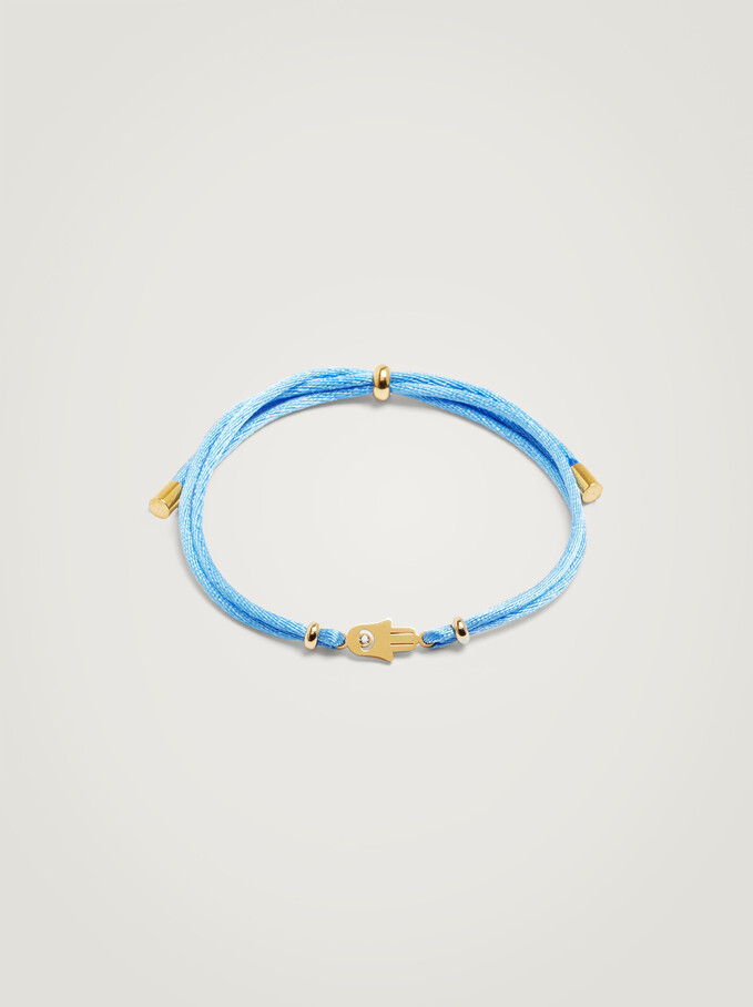 Stainless Steel Bracelet With Hamsa Hand, Blue, hi-res