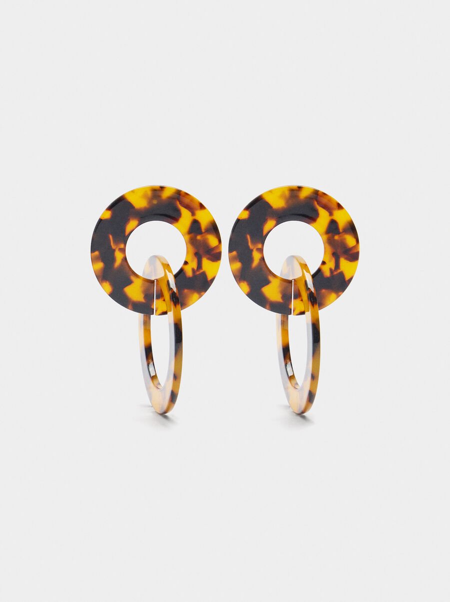 Interlaced earrings with tortoiseshell effect