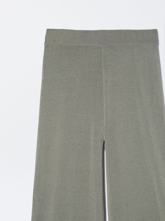 Pantalón Fluido Con Cintura Elástica, Verde, hi-res