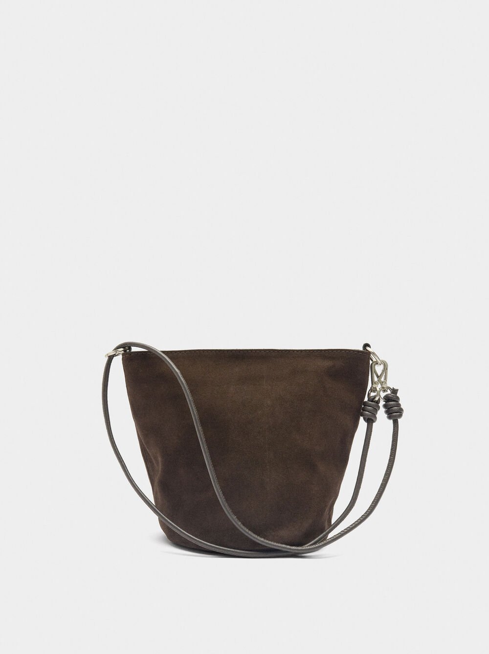 Leather bucket bag with crossbody strap