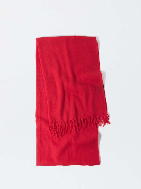 100% Wool Pashmina, Red, hi-res