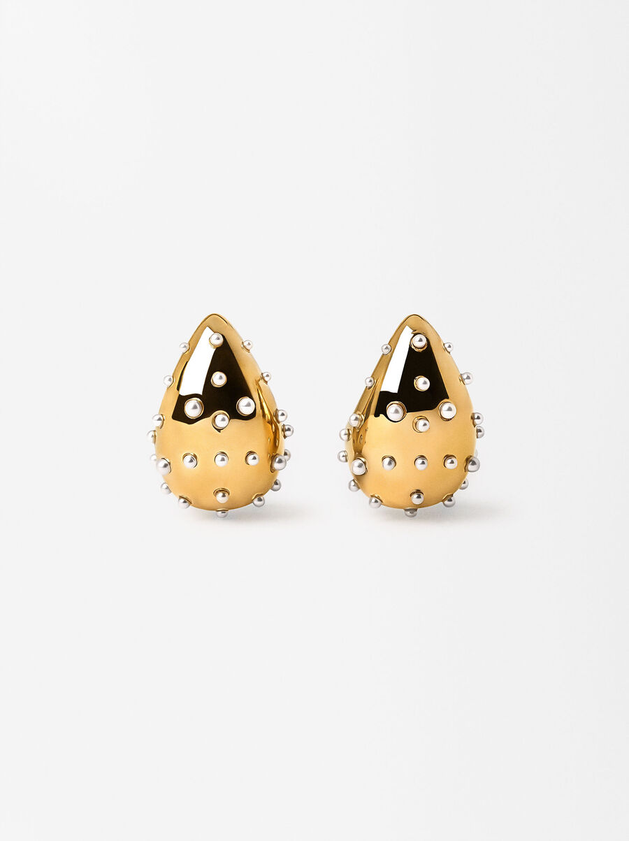 Drop earrings with pearl - stainless steel