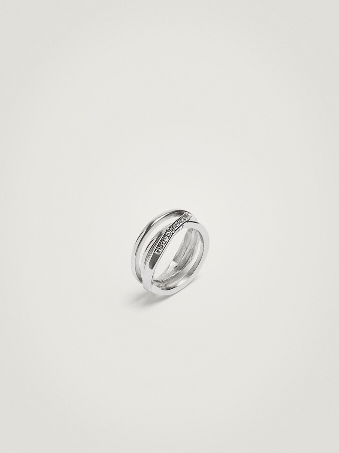 Steel Interlocking Ring With Crystals, Multicolor, hi-res