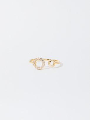 Golden Ring With Zirconia, , hi-res