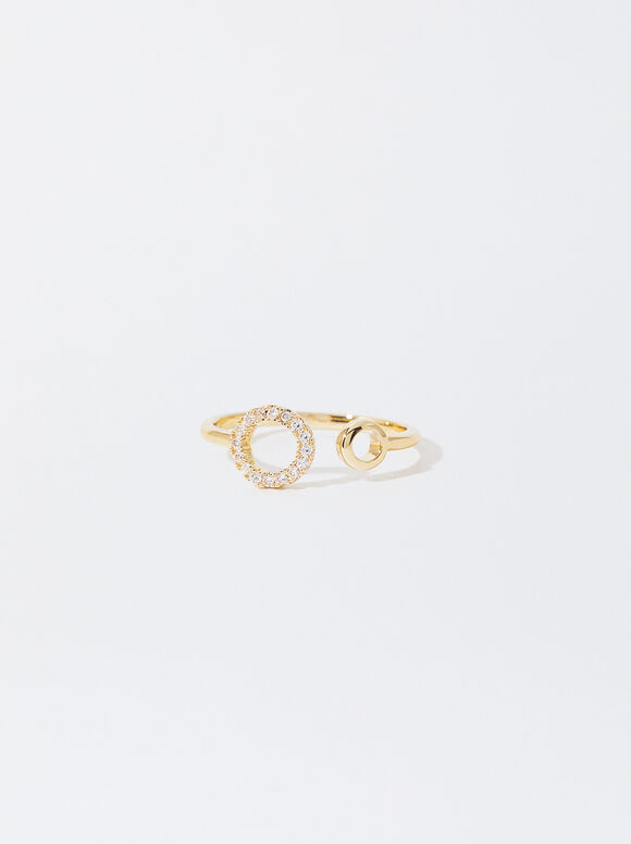 Golden Ring With Zirconia, , hi-res