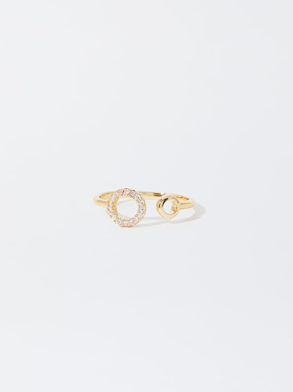 Golden Ring With Zirconia, Golden, hi-res