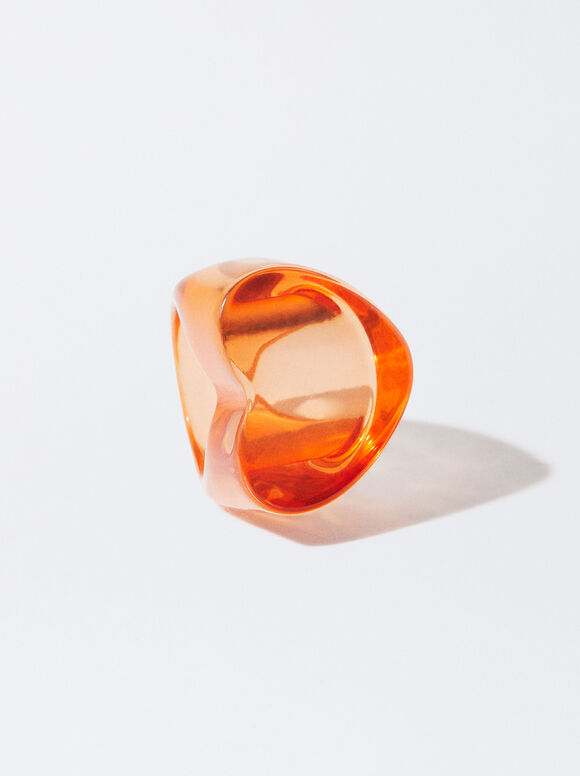 Heart Ring In Resin, Orange, hi-res