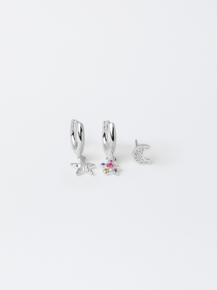 Set Of Earrings With Zirconias, Multicolor, hi-res