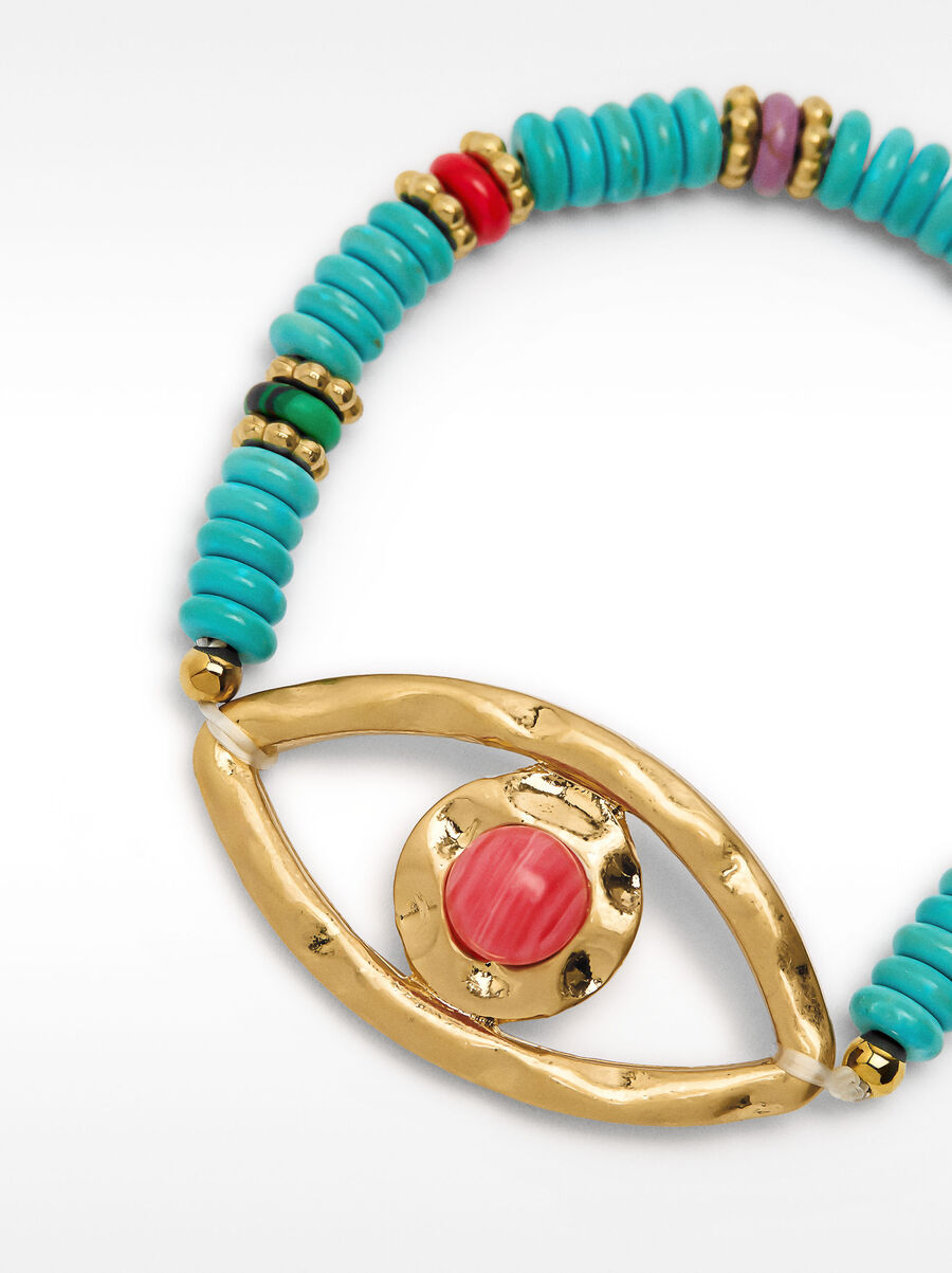 Pulsera con piedras y colgante ojo