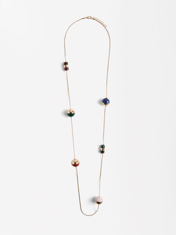 Long Necklace with Half-Sphere Resin
