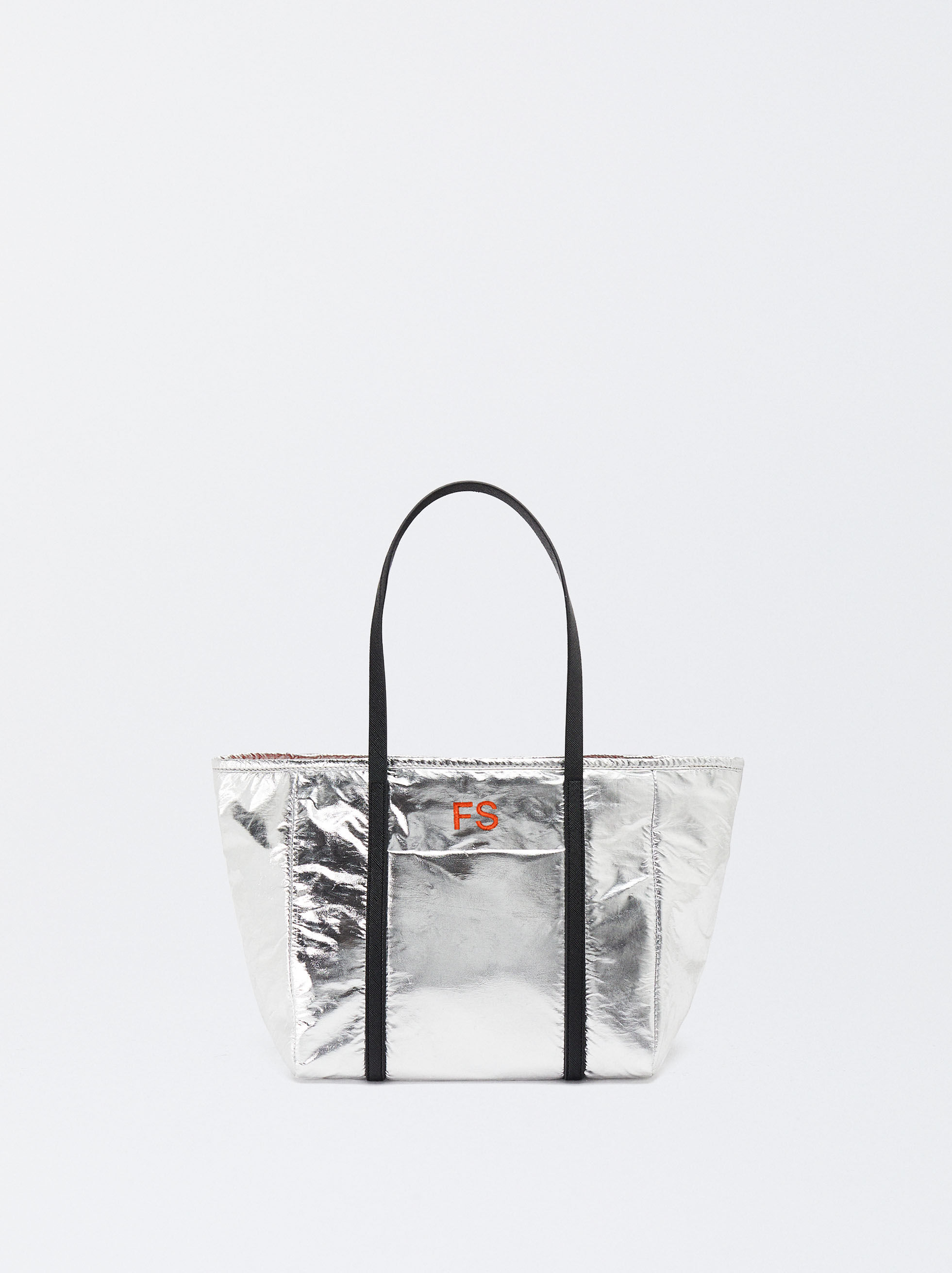 Personalized Metallic Shopper Bag M Silver Parfois