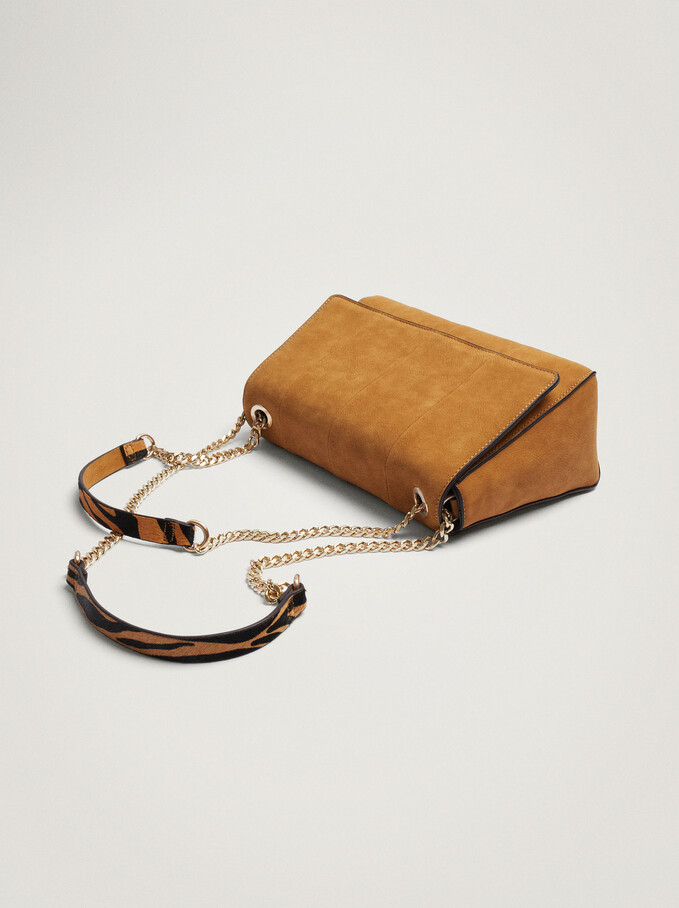 Crossbody Bag With Combined Leather Handle, Camel, hi-res