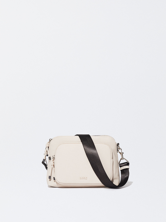 Nylon-Effect Crossbody Bag, Ecru, hi-res