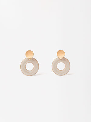 Circular Enamel-Coated Golden Earrings image number 0.0