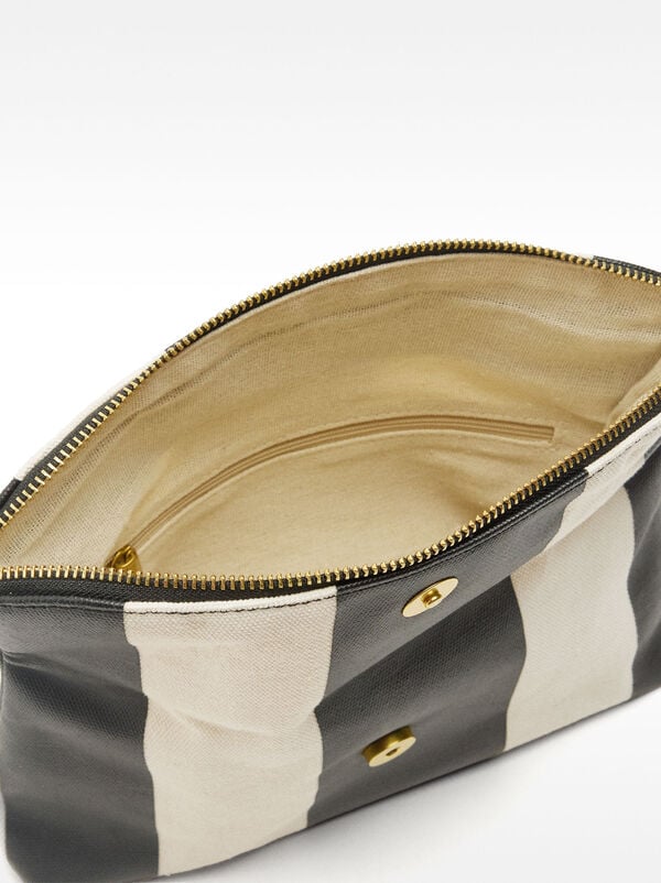 Striped multi-use bag with flap