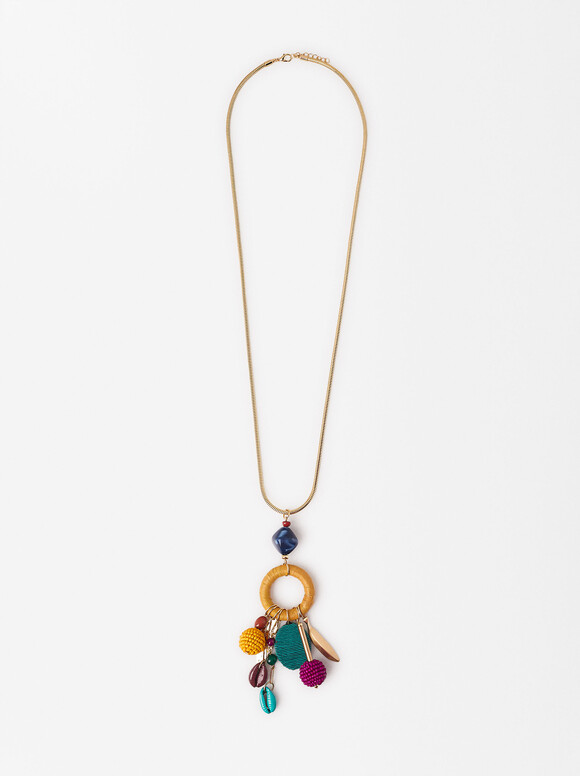 Necklace With Multicoloured Pendant, Multicolor, hi-res