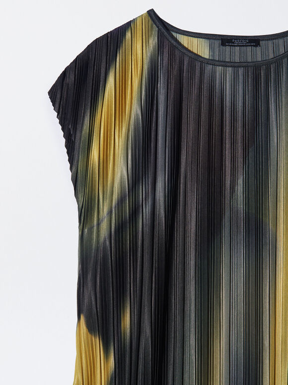 Textured Printed Dress, Multicolor, hi-res