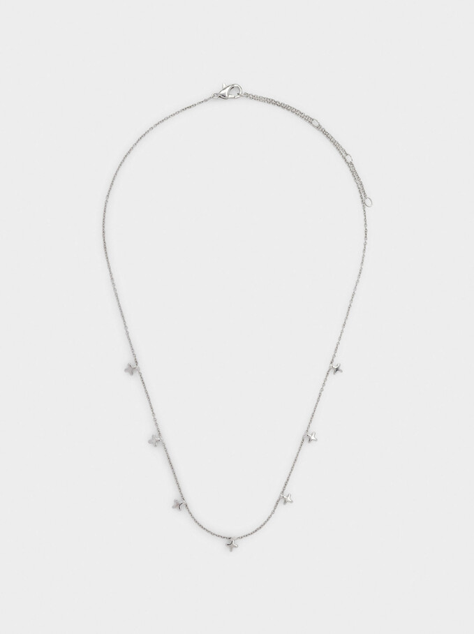 Short Necklace With Cross, Silver, hi-res