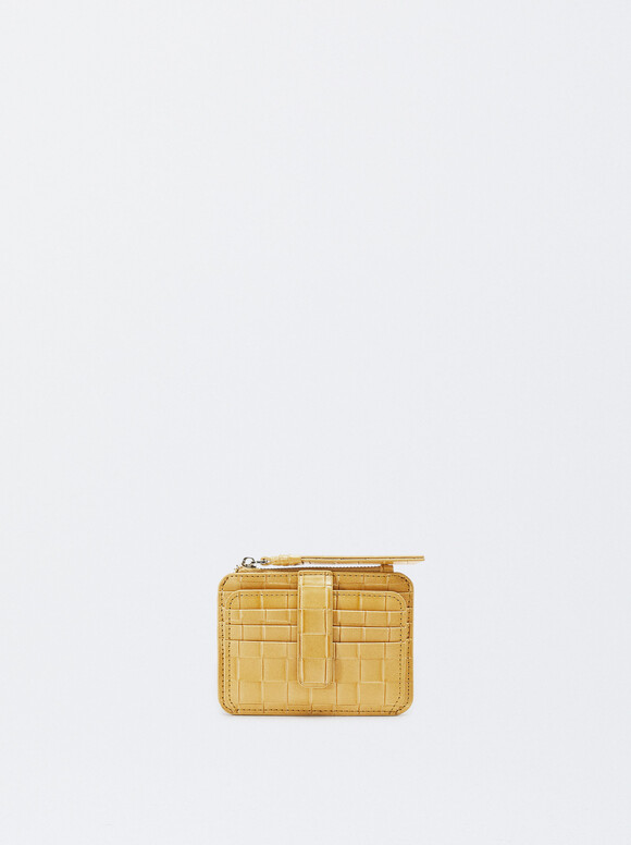 Braided Card Holder, Yellow, hi-res