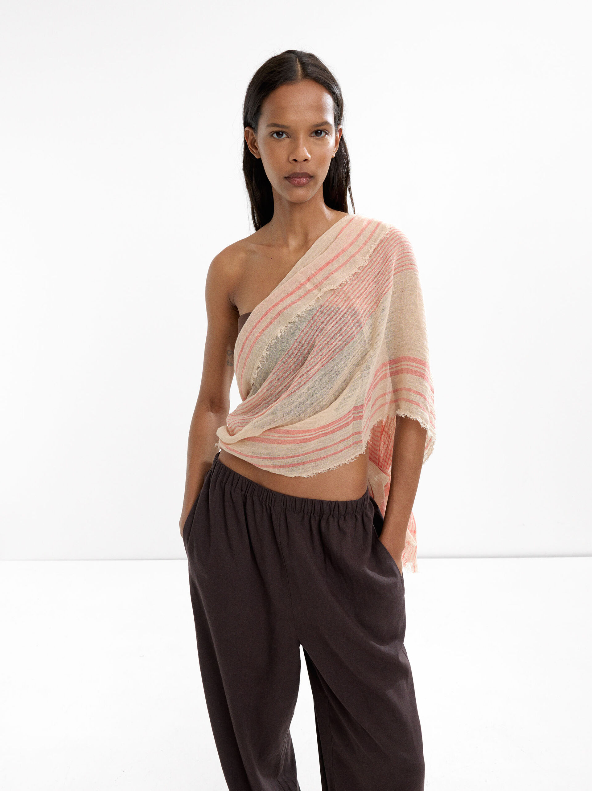 Striped pashmina image number 1.0