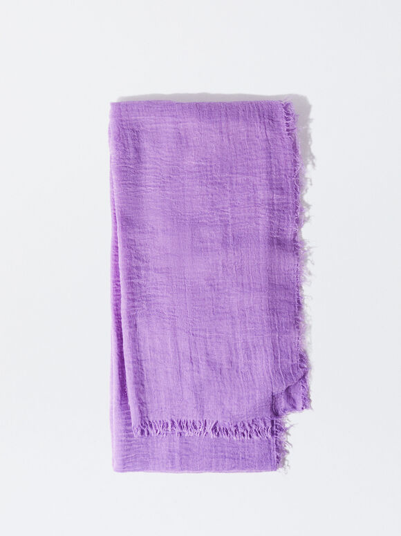 Pashmina With Frayed Detailing, Purple, hi-res