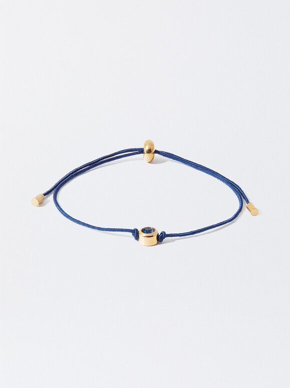 Adjustable Steel Bracelet With Steel Charm, Blue, hi-res