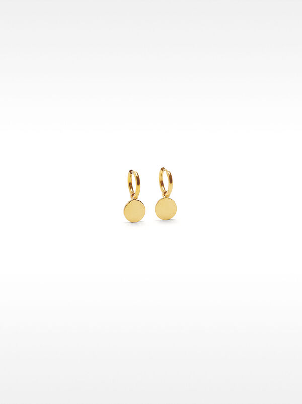 Hoop earrings with medalion - stainless steel