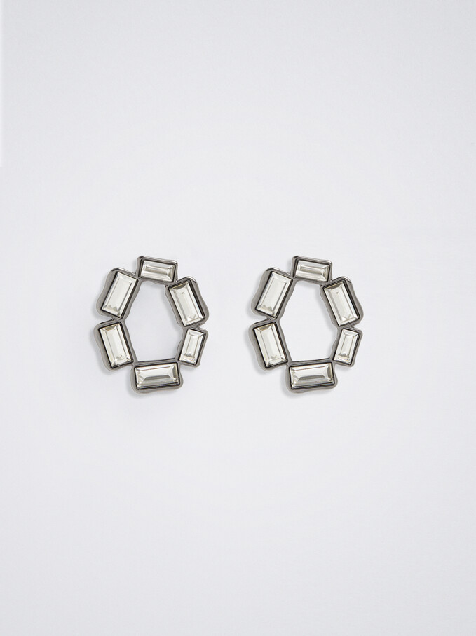Earrings With Crystals, Black, hi-res