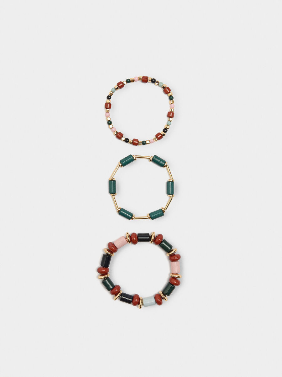 Set de pulseras elásticas de abalorios multicolor