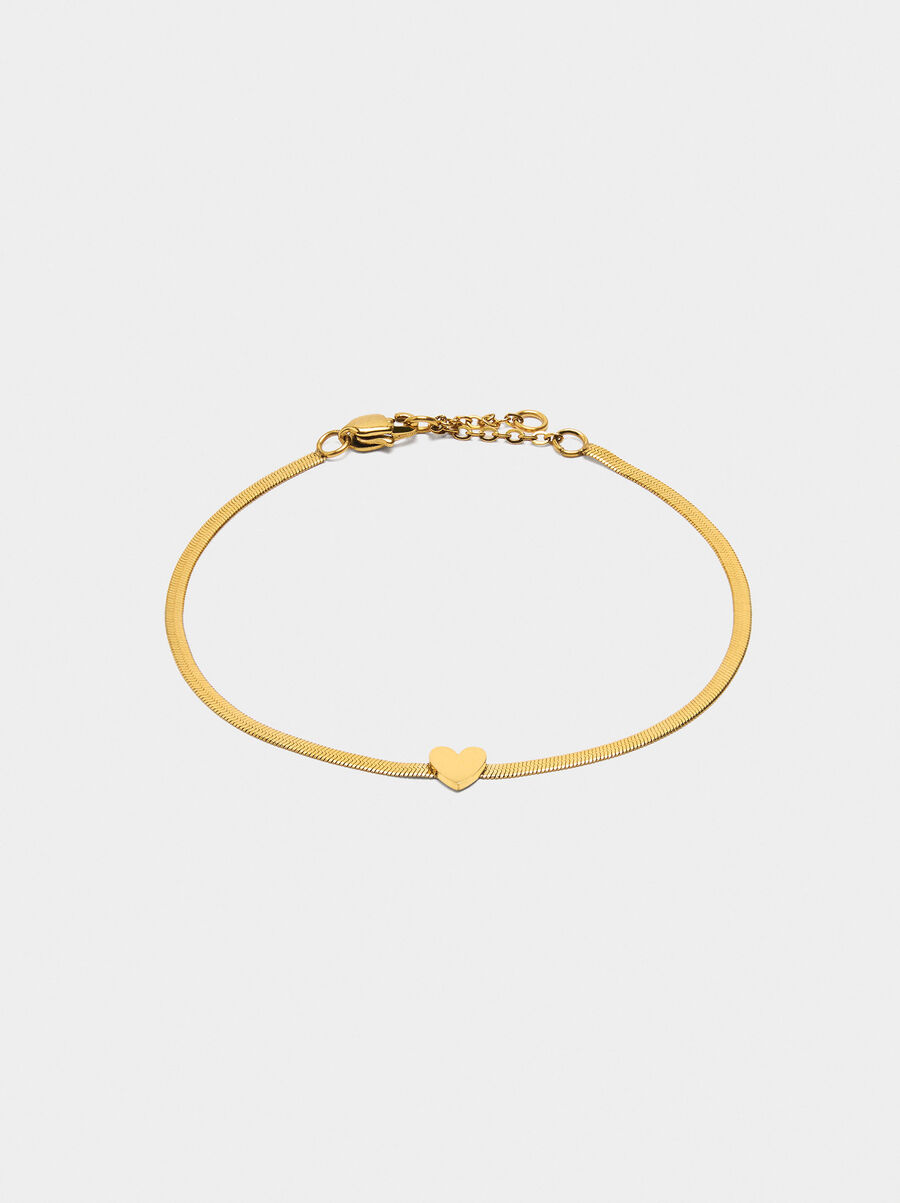 Snake chain heart bracelet - stainless steel
